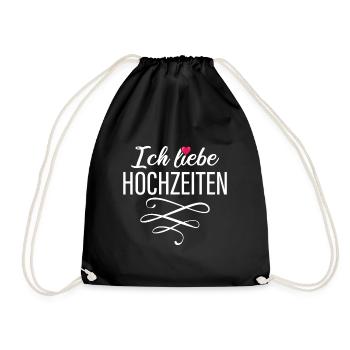 Ich Liebe Hochzeiten - Herz - Turnbeutel - Schwarz - Vorne