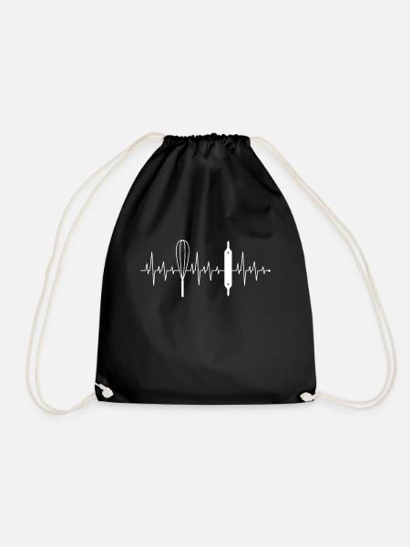 Herzschlag Herzlinie Herzfrequenz Konditor Shirt - Turnbeutel - Schwarz