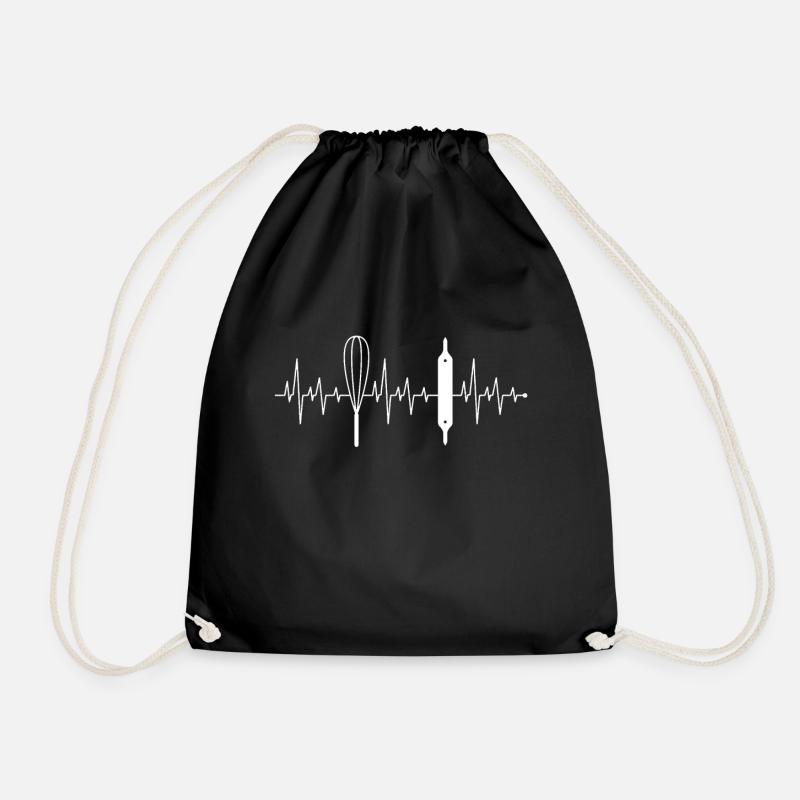 Herzschlag Herzlinie Herzfrequenz Konditor Shirt - Turnbeutel - Schwarz