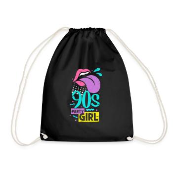90s Girl Woman 90s Girl Party Gift - Drawstring Bag - black - Front