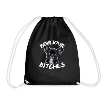French bulldog - Drawstring Bag - black - Front