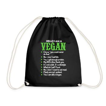 Vegan - Turnbeutel - Schwarz - Vorne