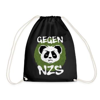 FCK NZS – böser panda, Gegen rechts - Turnbeutel - Schwarz - Vorne