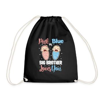 Big brother sister pregnancy baby - Drawstring Bag - black - Front