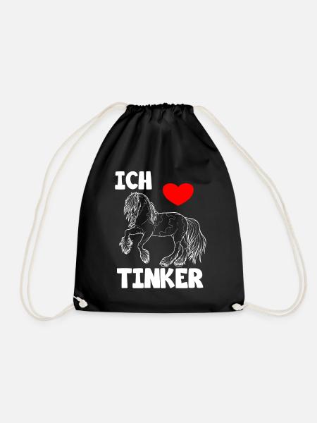 I love Tinker horses - Drawstring Bag - black