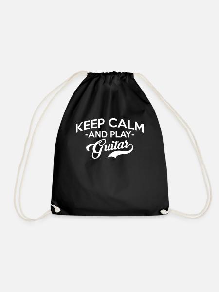 Keep Calm And Play Guitar T-Shirt Guitarist - Drawstring Bag - black