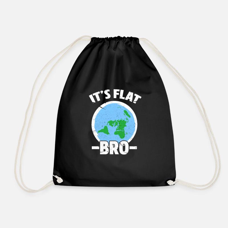 Flat Earth Flache Erde Verschwörung Geschenk - Turnbeutel - Schwarz