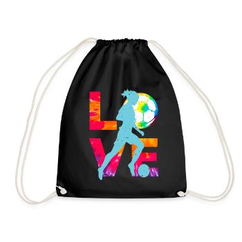 LOVE feminine Soccer Funny Psychedelic and Tie - Drawstring Bag - black - Front