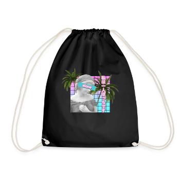 Alone Vaporwave Statue Meme Gift. AntiSocial - Drawstring Bag - black - Front