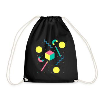 Motif géométrique vintage rétro des années 80 et 90 Memphis - Sac de sport léger - noir - Devant