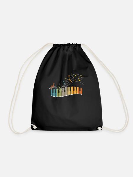 piano - Drawstring Bag - black
