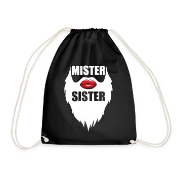Mister Sister Bearded Men Red Lips Funny - Turnbeutel - Schwarz - Vorne