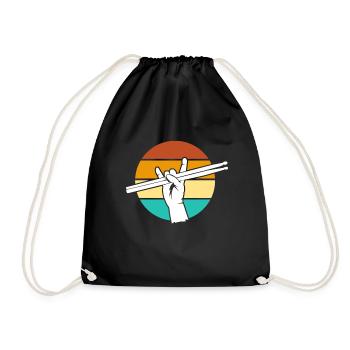 Schlagzeug Drummer Schlagzeuger Retro Geschenk - Turnbeutel - Schwarz - Vorne
