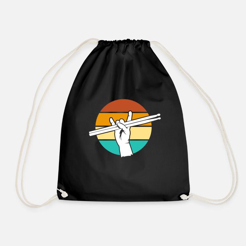 Drummer Drummer Drummer Retro Gift - Drawstring Bag - black