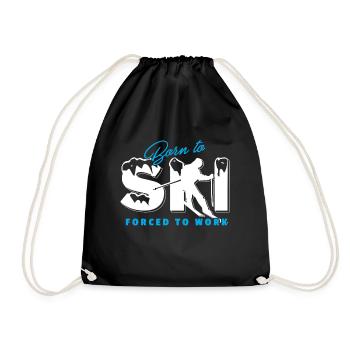 Born To Ski Force To Work T-Shirt Skier - Drawstring Bag - black - Front