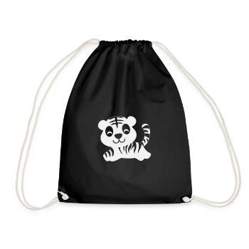 Tiger Baby Süß Cute Cat Kätzchen weiss white - Turnbeutel - Schwarz - Vorne