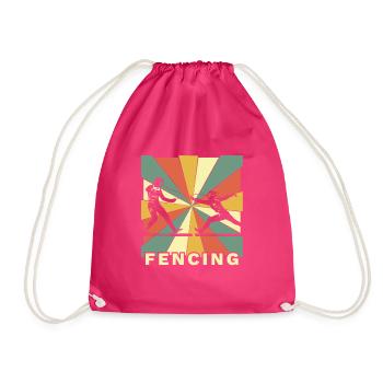 Foil fencing retro vintage gift - Drawstring Bag - fuchsia - Front