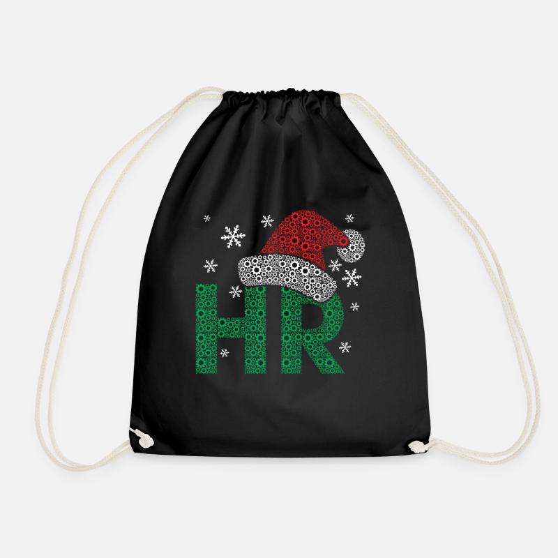 HR Santa Has Human Resource Management Funny - Drawstring Bag - black