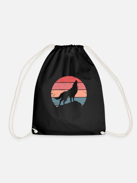 wolf - Drawstring Bag - black