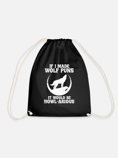wolf - Drawstring Bag - black