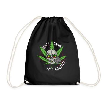 Cannabis Weed Skull Kiffer I Joint Cannabis Leaf - Drawstring Bag - black - Front
