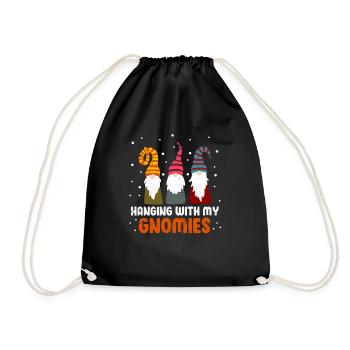 Gnome Christmas Gnome Dwarf Christmas Gift - Drawstring Bag - black - Front