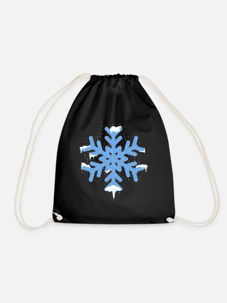 Snowflake Christmas Winter Snowflake Snow - Drawstring Bag - black