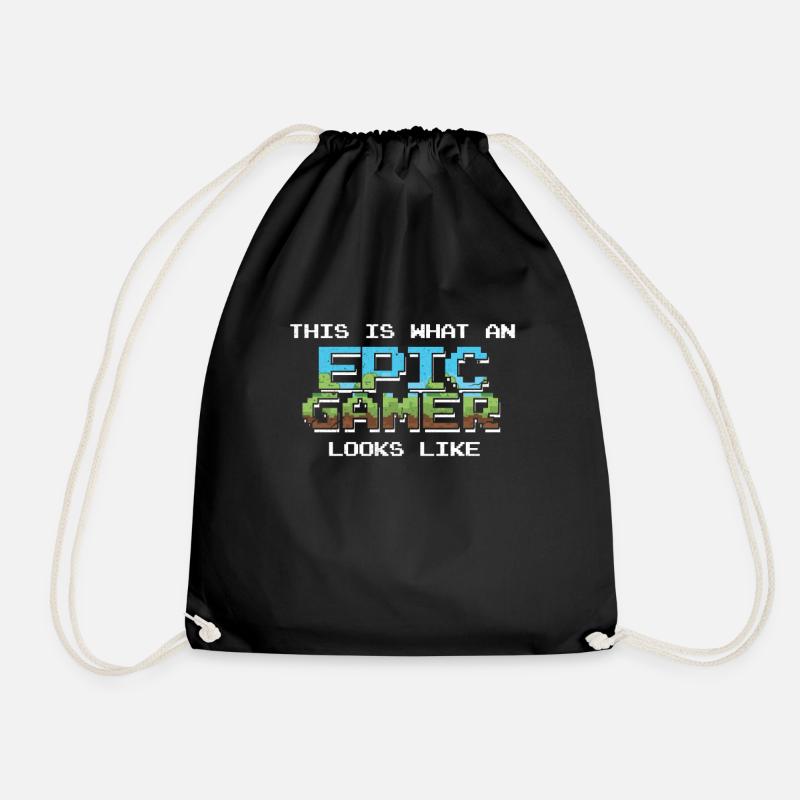 Gaming gamer gamble computer game gift - Drawstring Bag - black