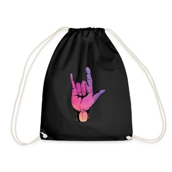 Rock On Cool Hand Sign Rocker Konzert Geschenk - Turnbeutel - Schwarz - Vorne