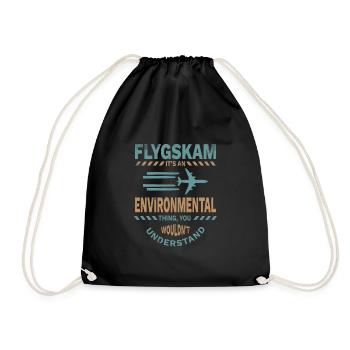 Flygskam - Environnement - Cadeau - Sac de sport léger - noir - Devant