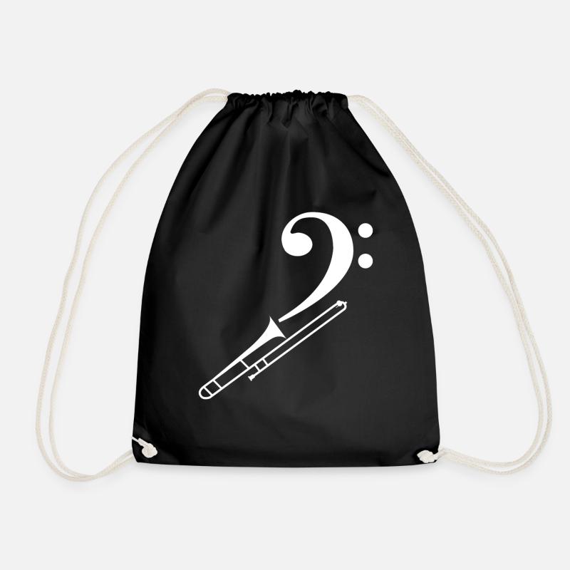 Bass clef bass trombone t-shirt gift - Drawstring Bag - black