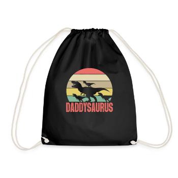 Dinosaurier Dino Vater Daddysaurus Geschenk - Turnbeutel - Schwarz - Vorne