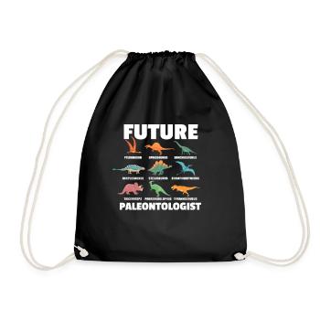 Paleontology dinosaur excavation fossil - Drawstring Bag - black - Front