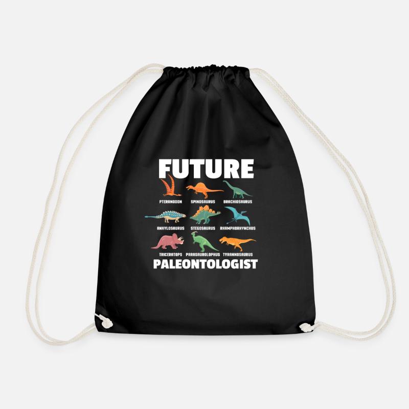 Paleontology dinosaur excavation fossil - Drawstring Bag - black