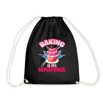 Backen Bäckerin Kuchen Gebäck Cupcake Geschenk - Turnbeutel - Schwarz - Vorne