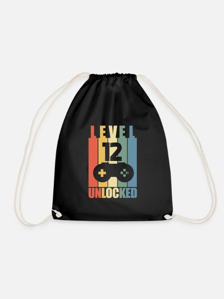 Level 12 12. Geburtstag Gaming Gamer Geschenk - Turnbeutel - Schwarz
