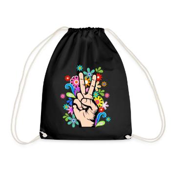 Frieden Liebe Peacezeichen Peace - Turnbeutel - Schwarz - Vorne