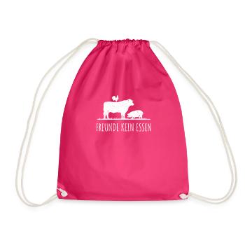 Friends No Food Vegan Vegan Meat Free Vegie - Drawstring Bag - fuchsia - Front