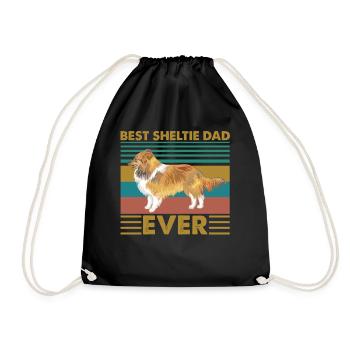 Meilleur Sheltie papa jamais drôle Shetland Vintage Dog - Sac de sport léger - noir - Devant
