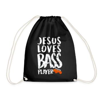 Jesus Loves Bass Players Funny Guitar Bass Playing - Turnbeutel - Schwarz - Vorne