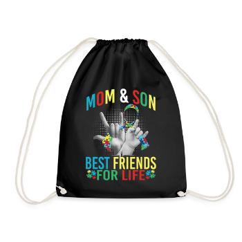Mom And Son Best Friends For Life Autism Awareness - Drawstring Bag - black - Front