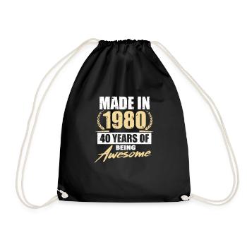 1980 40th birthday 40 years bday gift - Drawstring Bag - black - Front