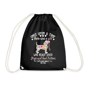 What A Girl Who Really Loved Dogs And Had Tattoos - Drawstring Bag - black - Front