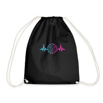 Wasserball Herzschlag Puls Wasserballer Geschenk - Turnbeutel - Schwarz - Vorne