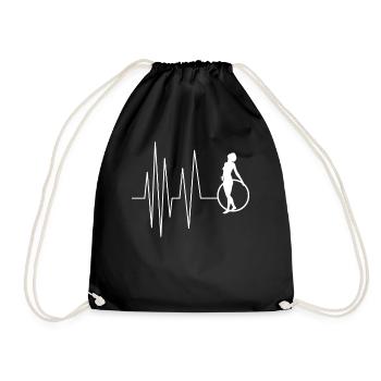Heartbeat Heart Line Heart Rate Hula Hoop Shirt - Drawstring Bag - black - Front