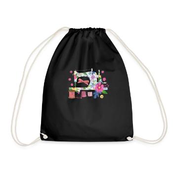 Sewing sewing machine tailor needlework gift - Drawstring Bag - black - Front