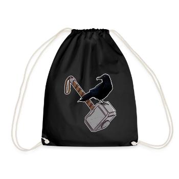 Thor Hammer Mjölnir Raven - Drawstring Bag - black - Front