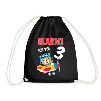 Alarm Ich Bin 3 | 3 Jahre Geburtstagsgeschenk - Turnbeutel - Schwarz - Vorne