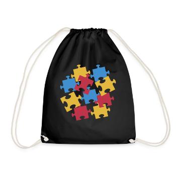 Puzzle t-shirt gift - Drawstring Bag - black - Front