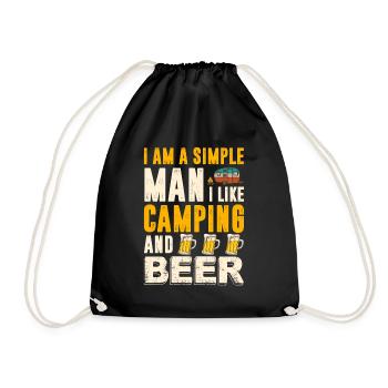 I Am A Simple Man I Like Camping And Beer Funny - Drawstring Bag - black - Front